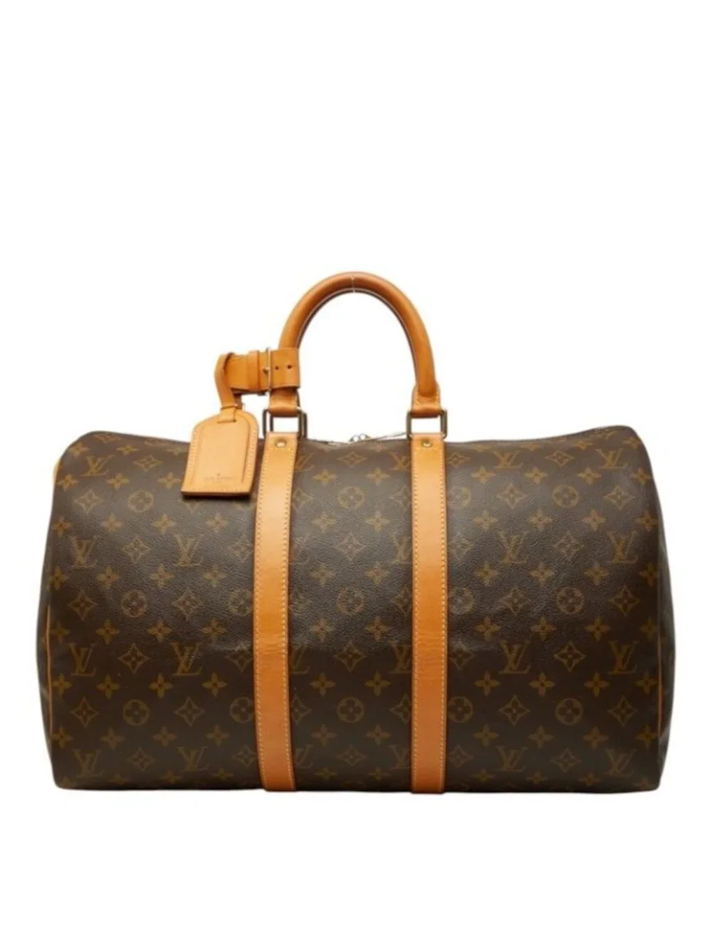 Louis Vuitton Monogram Keepall 45 Boston Bag Brown Leather